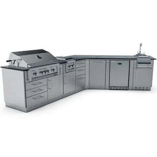 Sunstone Savanna 16′ Outdoor Kitchen Island Package with 60° Angle