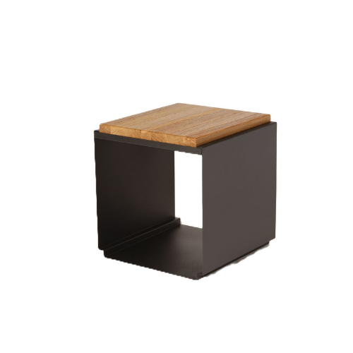 OnFire Cube-Stool with Wood Seat & Log Storage
