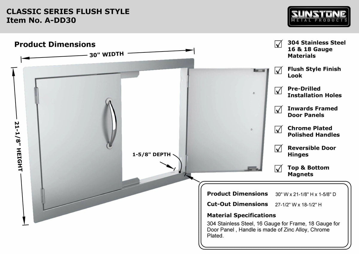Sunstone Classic Series 30" Double Door, Flush Mount