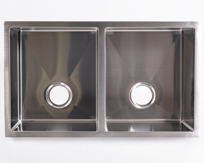 Cameo 32" Double Bowl Diamond Stainless Steel Sink (50/50 Split)