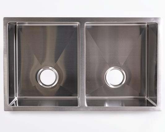 Cameo 32" Double Bowl Diamond Stainless Steel Sink (50/50 Split)