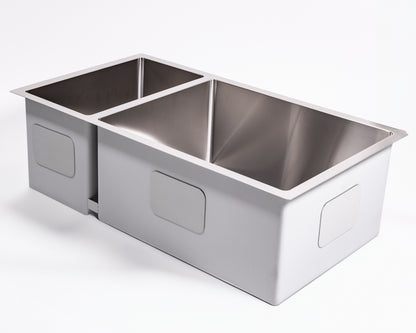 Cameo 32" Double Bowl Diamond Stainless Steel Sink (70/30 Split)