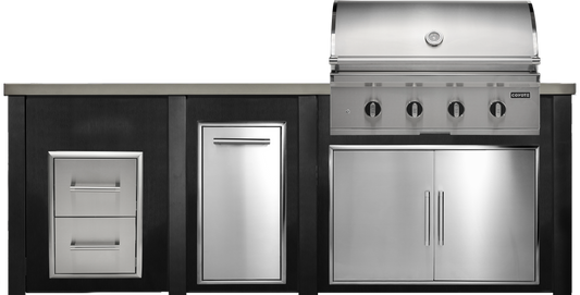 Haven Outdoor 8' Kitchen Island w/ 2 Drawer Cabinet (Right-Side Grill)