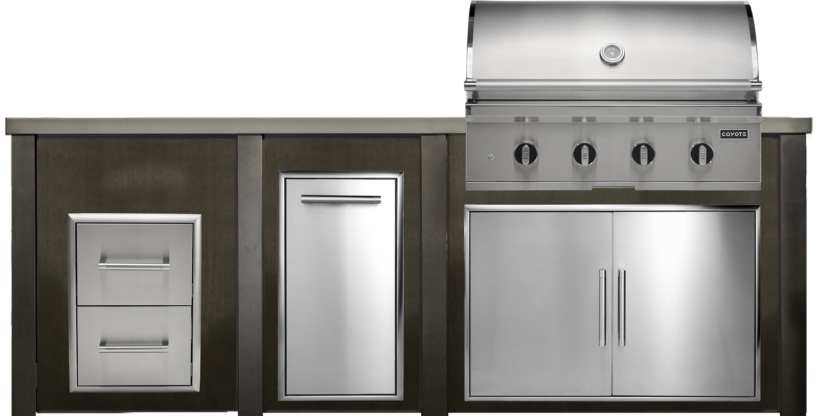 Haven Outdoor 8' Kitchen Island w/ 2 Drawer Cabinet (Right-Side Grill)
