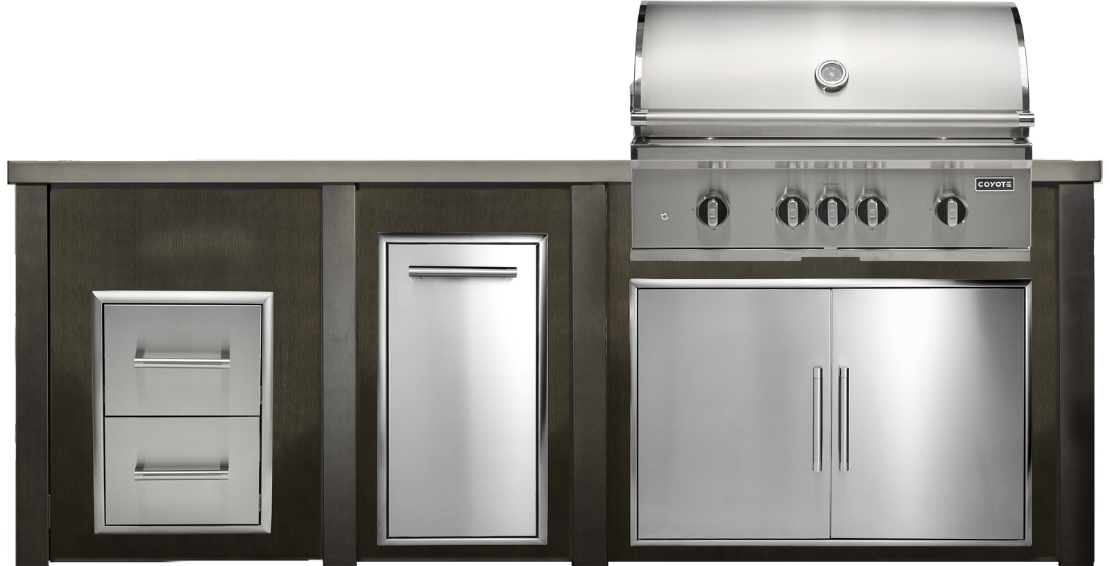 Haven Outdoor 8' Kitchen Island w/ 2 Drawer Cabinet (Right-Side Grill)