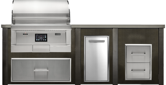 Haven Outdoor 8' Pellet Grill Kitchen Island w/ 2 Drawer Cabinet