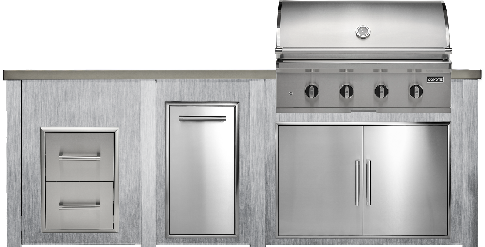 Haven Outdoor 8' Kitchen Island w/ 2 Drawer Cabinet (Right-Side Grill)