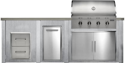 Haven Outdoor 8' Kitchen Island w/ 2 Drawer Cabinet (Right-Side Grill)