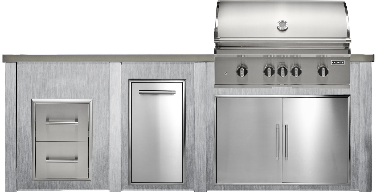 Haven Outdoor 8' Kitchen Island w/ 2 Drawer Cabinet (Right-Side Grill)