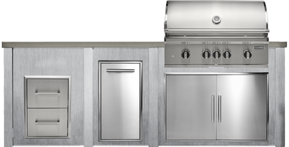 Haven Outdoor 8' Kitchen Island w/ 2 Drawer Cabinet (Right-Side Grill)