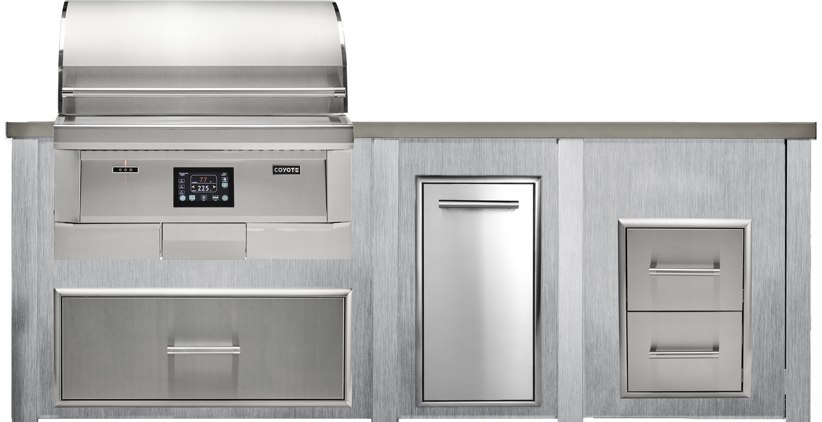 Haven Outdoor 8' Pellet Grill Kitchen Island w/ 2 Drawer Cabinet