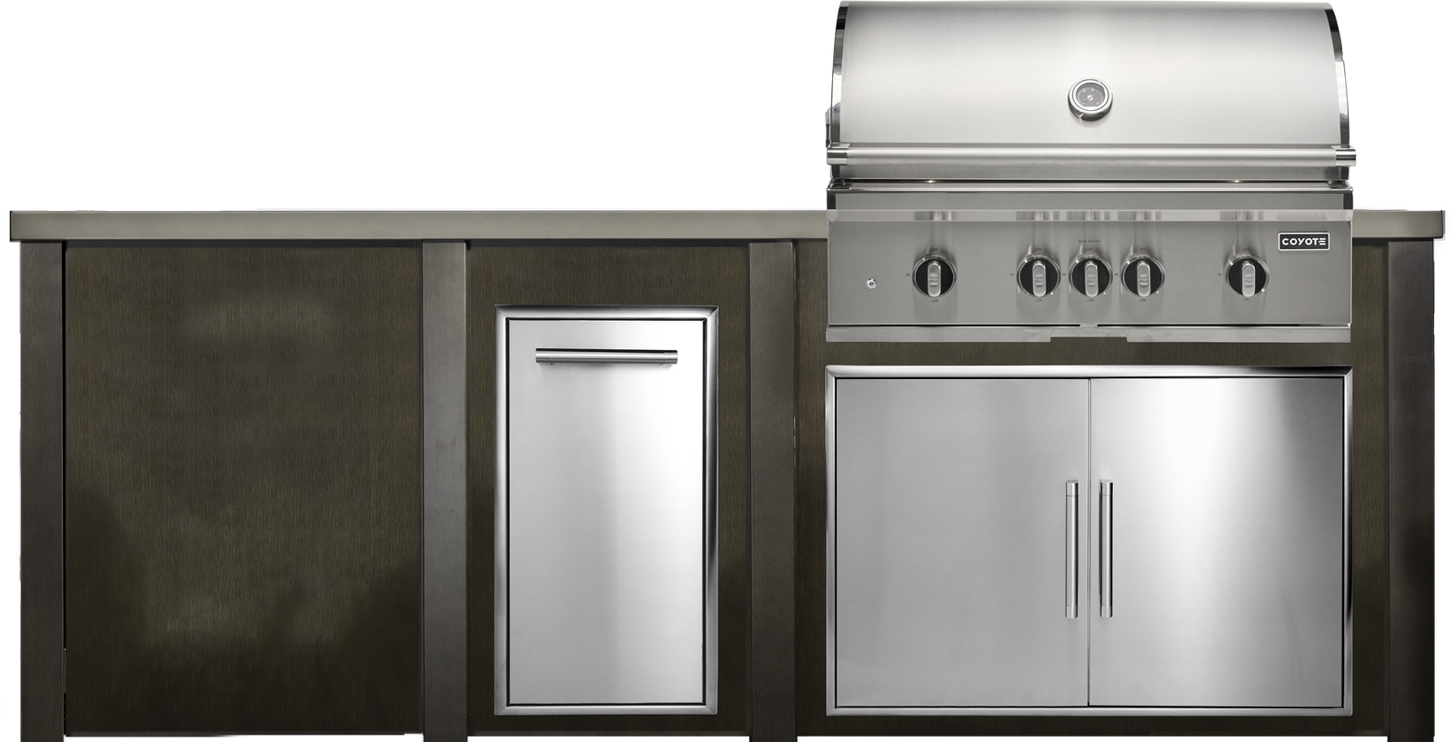 Haven Outdoor 8' Kitchen Island w/ Plain Panel (Right-Side Grill)