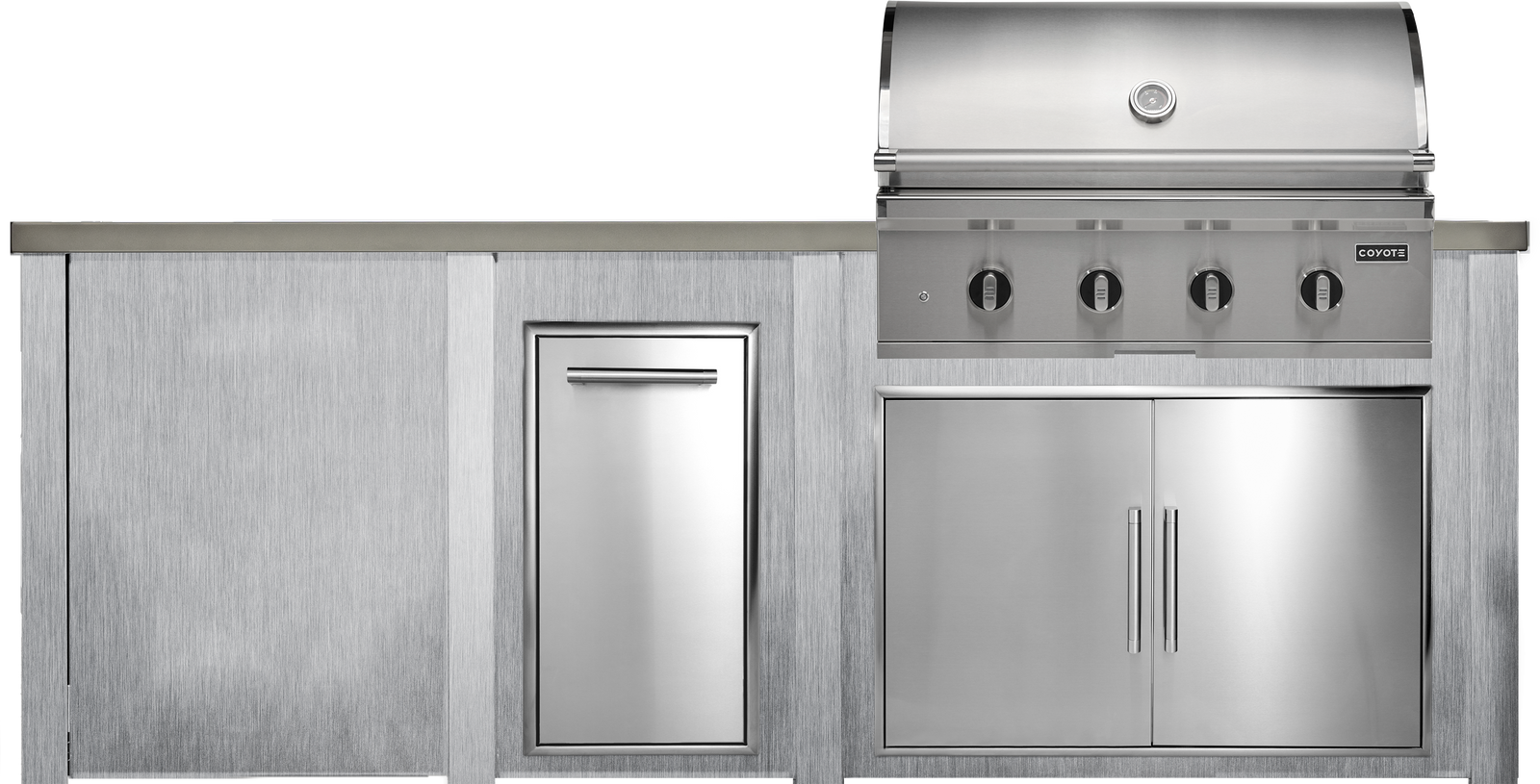 Haven Outdoor 8' Kitchen Island w/ Plain Panel (Right-Side Grill)