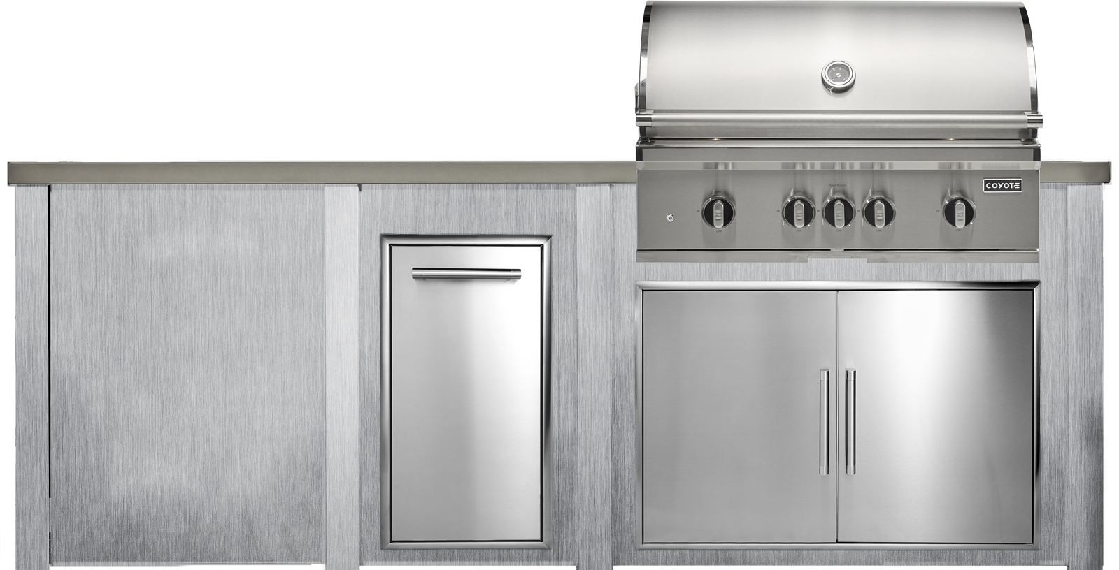 Haven Outdoor 8' Kitchen Island w/ Plain Panel (Right-Side Grill)