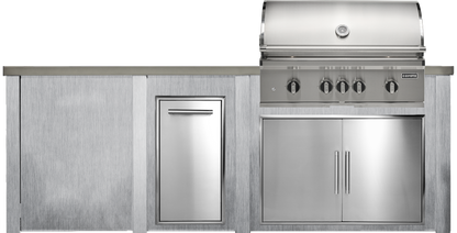 Haven Outdoor 8' Kitchen Island w/ Plain Panel (Right-Side Grill)
