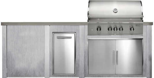 Haven Outdoor 8' Kitchen Island w/ Plain Panel (Right-Side Grill)