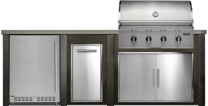 Haven Outdoor 8' Kitchen Island w/ 24" Refrigerator (Right-Side Grill)