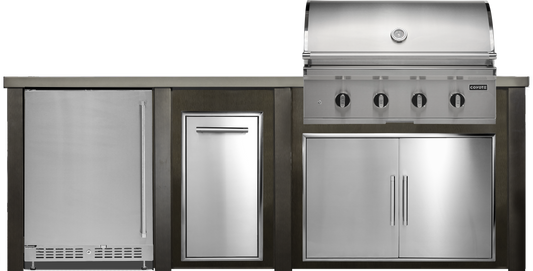Haven Outdoor 8' Kitchen Island w/ 24" Refrigerator (Right-Side Grill)