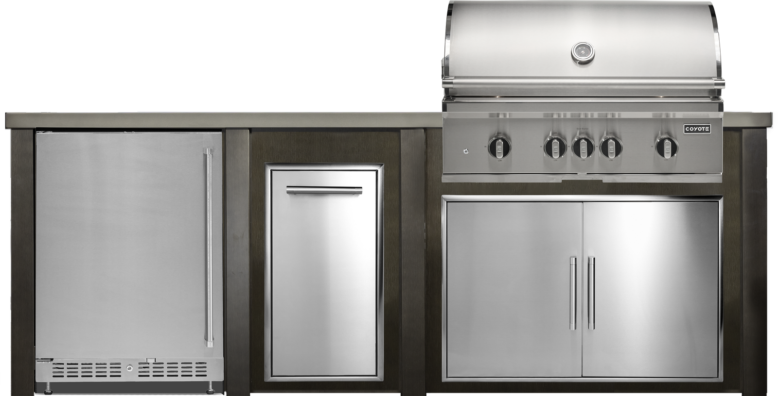 Haven Outdoor 8' Kitchen Island w/ 24" Refrigerator (Right-Side Grill)