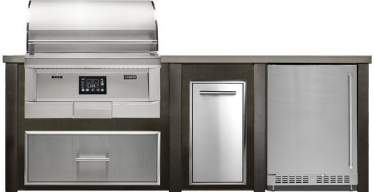 Haven Outdoor 8' Pellet Grill Kitchen Island w/ 24" Refrigerator