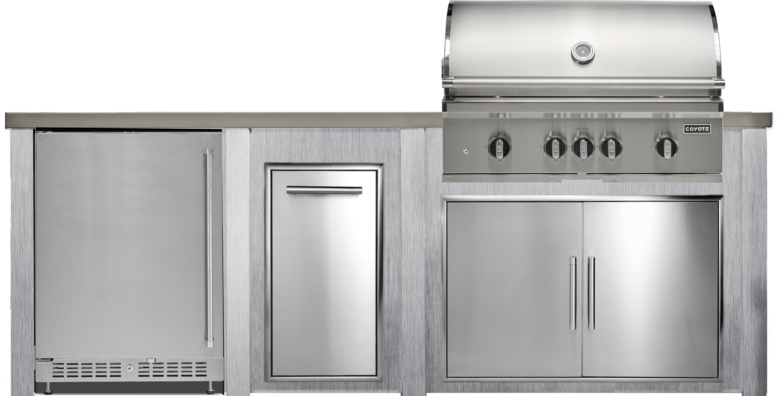Haven Outdoor 8' Kitchen Island w/ 24" Refrigerator (Right-Side Grill)