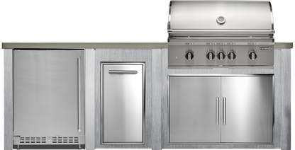 Haven Outdoor 8' Kitchen Island w/ 24" Refrigerator (Right-Side Grill)