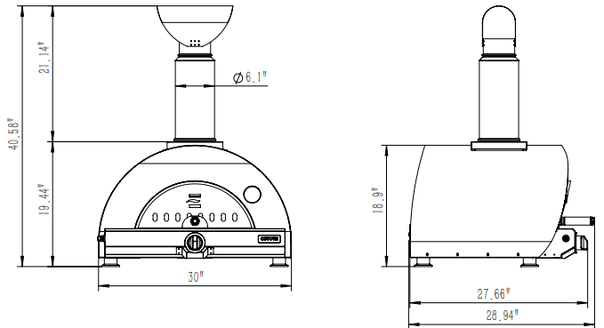 Coyote 30" Hybrid Multi-Fuel Outdoor Pizza Oven – Matte Black