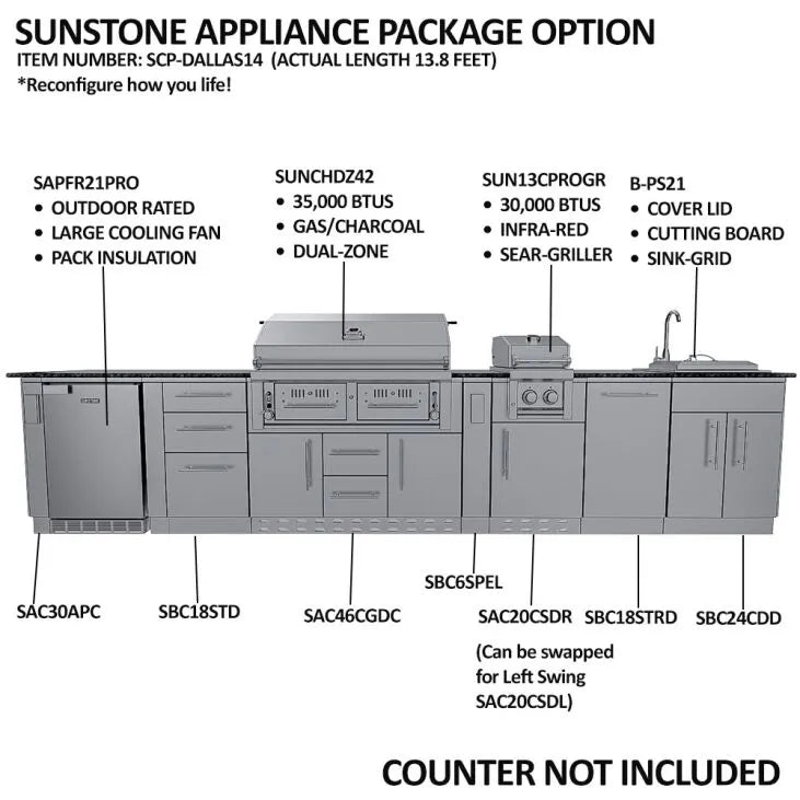 Sunstone Dallas 14' Cabinet Frame & Kit (No Appliances)