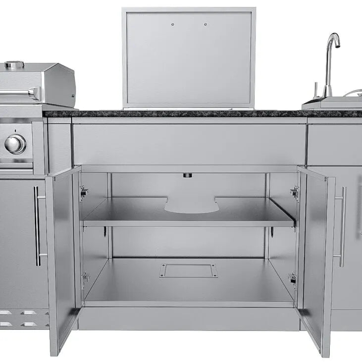 Sunstone Alamo 10′ Hybrid Grill Outdoor Kitchen Island Package with Hybrid Grill