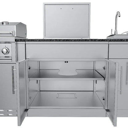 Sunstone Alamo 10′ Hybrid Grill Outdoor Kitchen Island Package with Hybrid Grill