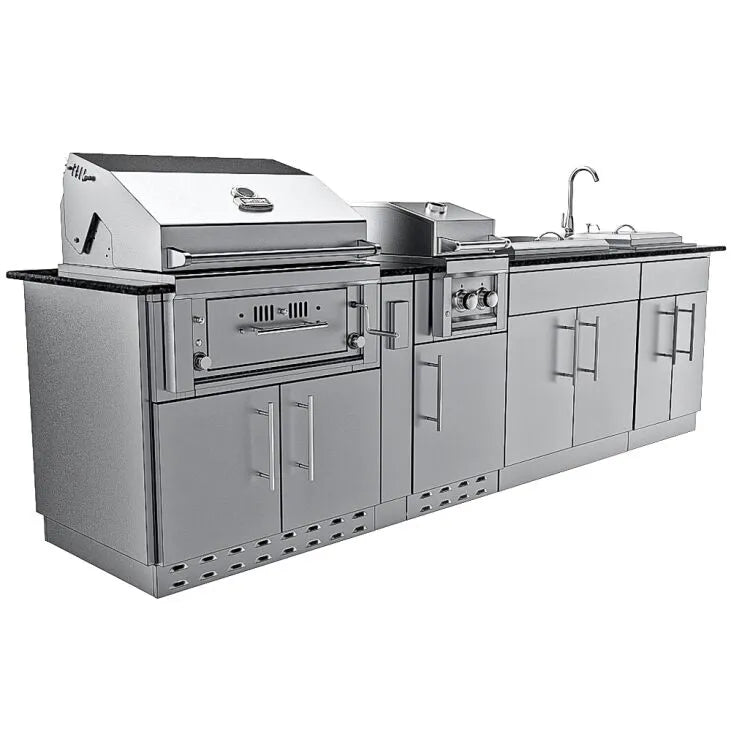 Sunstone Alamo 10′ Hybrid Grill Outdoor Kitchen Island Package with Hybrid Grill
