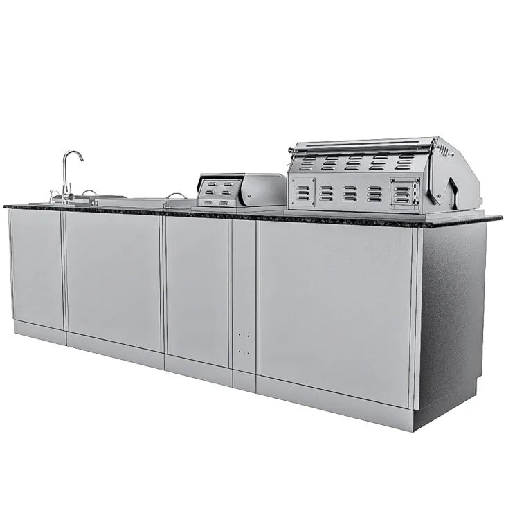 Sunstone Alamo 10′ Hybrid Grill Outdoor Kitchen Island Package with Hybrid Grill