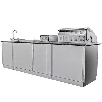 Sunstone Alamo 10′ Hybrid Grill Outdoor Kitchen Island Package with Hybrid Grill