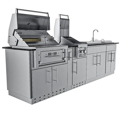 Sunstone Alamo 10′ Hybrid Grill Outdoor Kitchen Island Package with Hybrid Grill