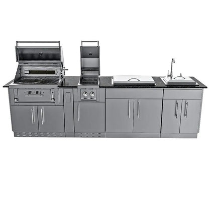 Sunstone Alamo 10′ Hybrid Grill Outdoor Kitchen Island Package with Hybrid Grill