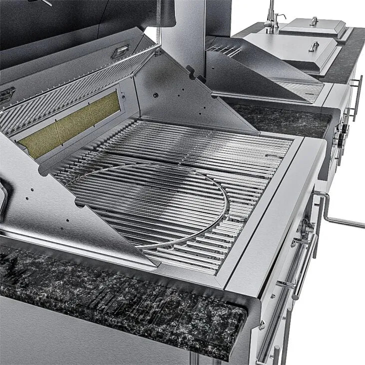 Sunstone Alamo 10′ Hybrid Grill Outdoor Kitchen Island Package with Hybrid Grill