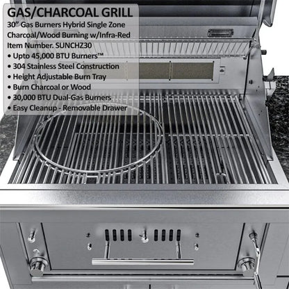 Sunstone Alamo 10′ Hybrid Grill Outdoor Kitchen Island Package with Hybrid Grill
