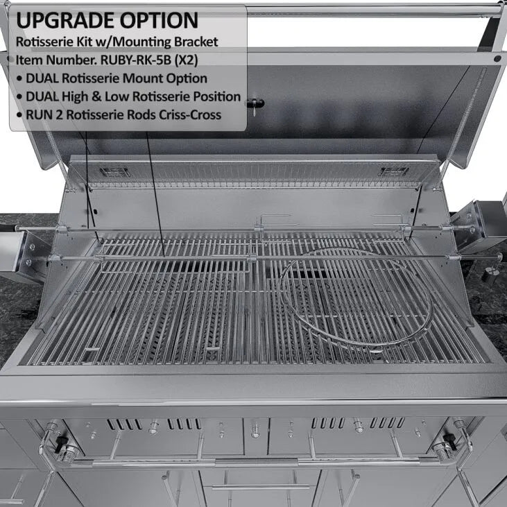 Sunstone Dallas 14′ Outdoor Kitchen Island Package with Gas-Hybrid Charcoal Grill