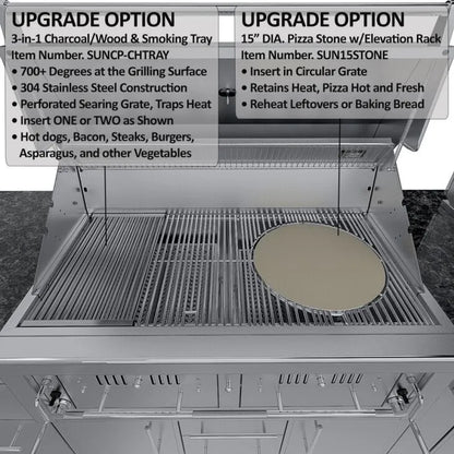 Sunstone Dallas 14′ Outdoor Kitchen Island Package with Gas-Hybrid Charcoal Grill