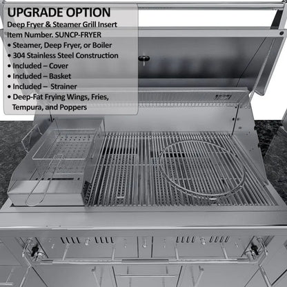 Sunstone Dallas 14′ Outdoor Kitchen Island Package with Gas-Hybrid Charcoal Grill