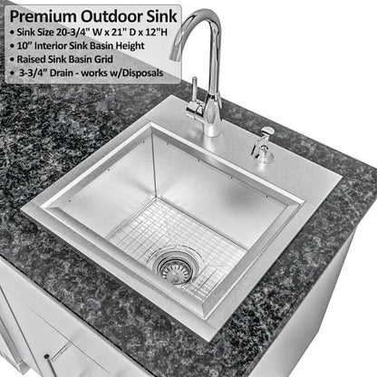 Sunstone Dallas 14′ Outdoor Kitchen Island Package with Gas-Hybrid Charcoal Grill