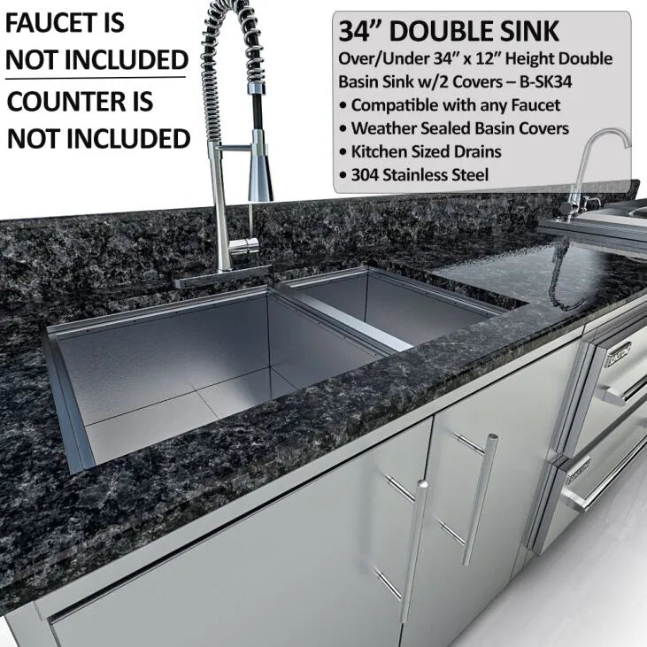 Sunstone Galley 10.8′ Clean & Prep Outdoor Kitchen Island Package