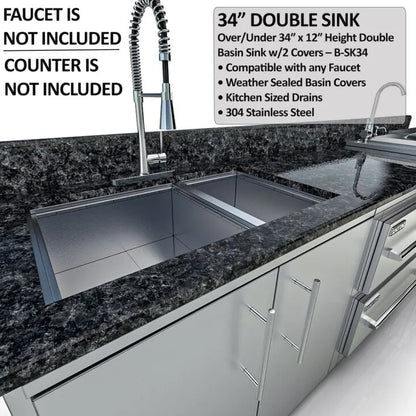 Sunstone Galley 10.8′ Clean & Prep Outdoor Kitchen Island Package