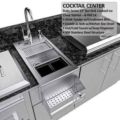 Sunstone Galley 10.8′ Clean & Prep Outdoor Kitchen Island Package