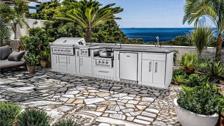Sunstone Hill Country 13′6″ Outdoor Kitchen Island Package