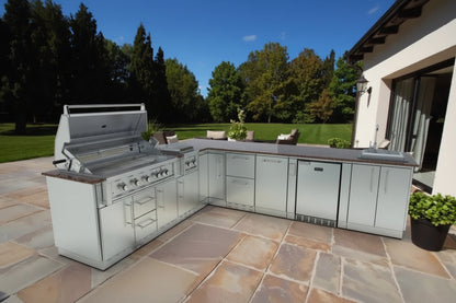 Sunstone Rancher L-Shaped Outdoor Kitchen Island Package