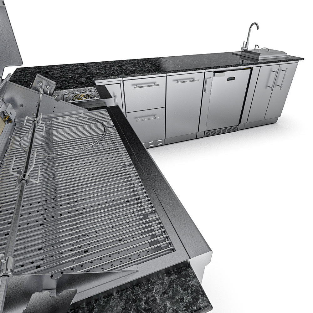 Sunstone Rancher L-Shaped Steel Outdoor Kitchen Package