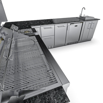 Sunstone Rancher L-Shaped Steel Outdoor Kitchen Package