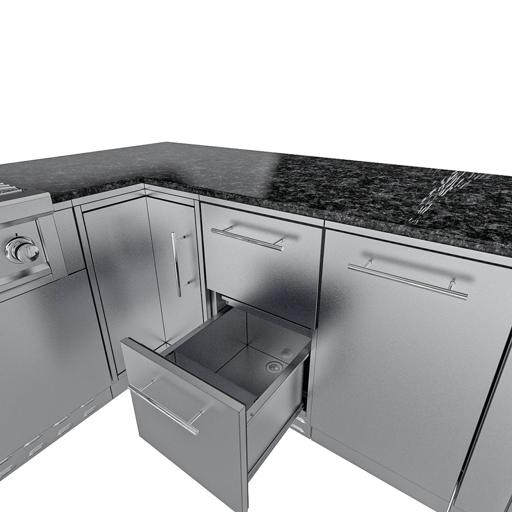 Sunstone Rancher L-Shaped Steel Outdoor Kitchen Package