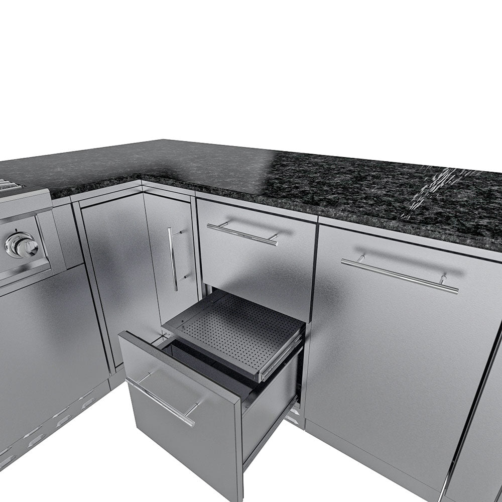 Sunstone Rancher L-Shaped Steel Outdoor Kitchen Package